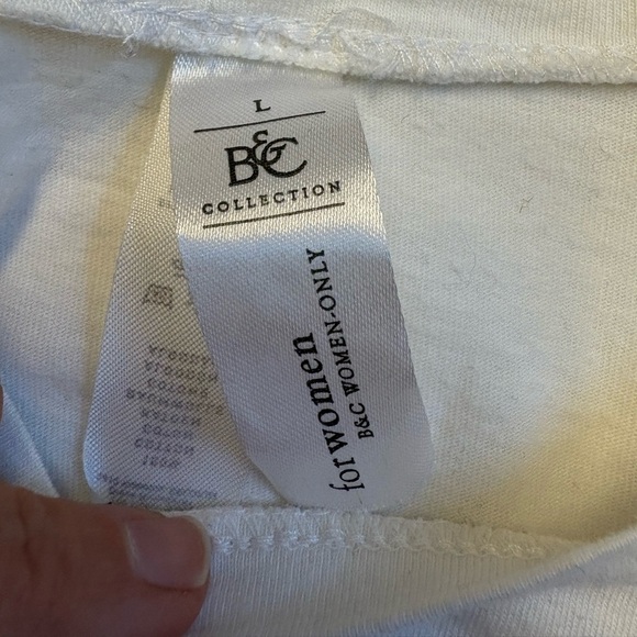 B&C Delirium elephant short sleeve white top 100% Organic Cotton women's size L - Picture 4 of 8